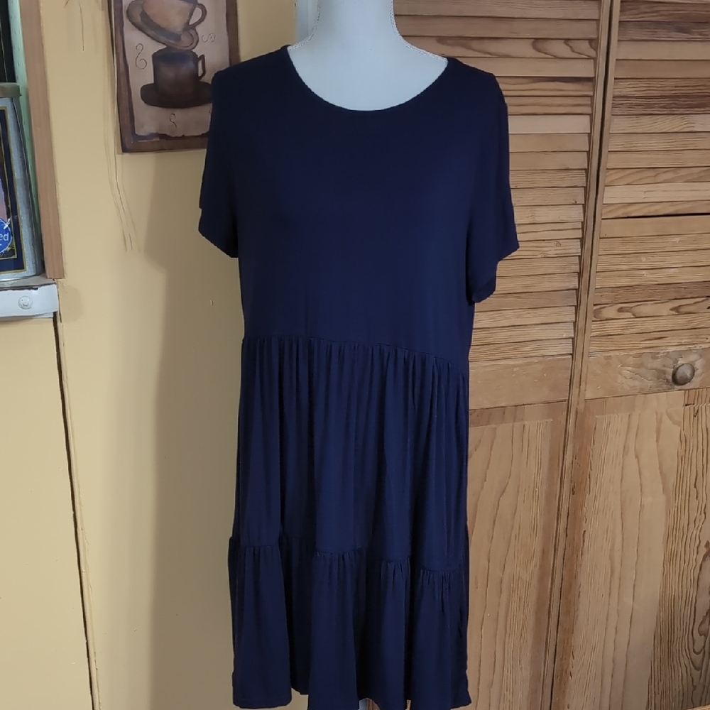 Levaca Navy Blue Babydoll Dress XL NWT